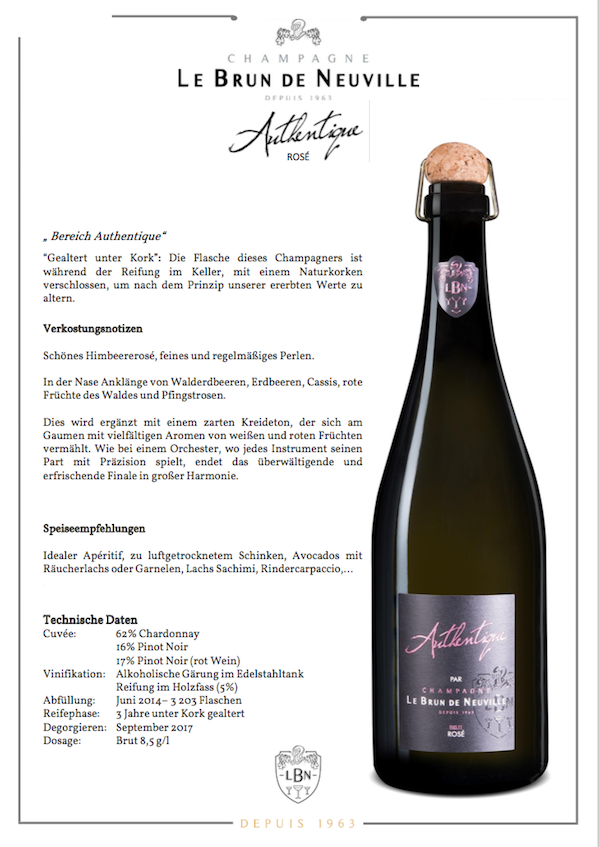 Champagner Le Brun de Neuville „Cuvée Authentique Rosé” bei Wein-Musketier kaufen