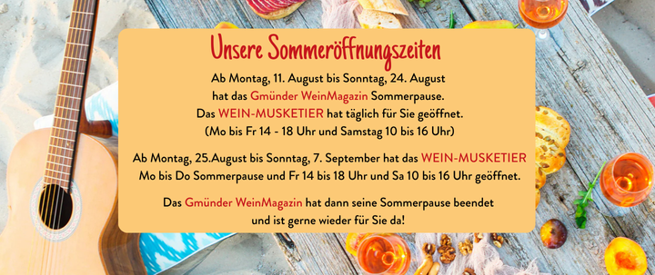Sommeröffnungszeiten im Gmünder WeinMagazin und im Wein-Musketier Schwäbisch Gmünd