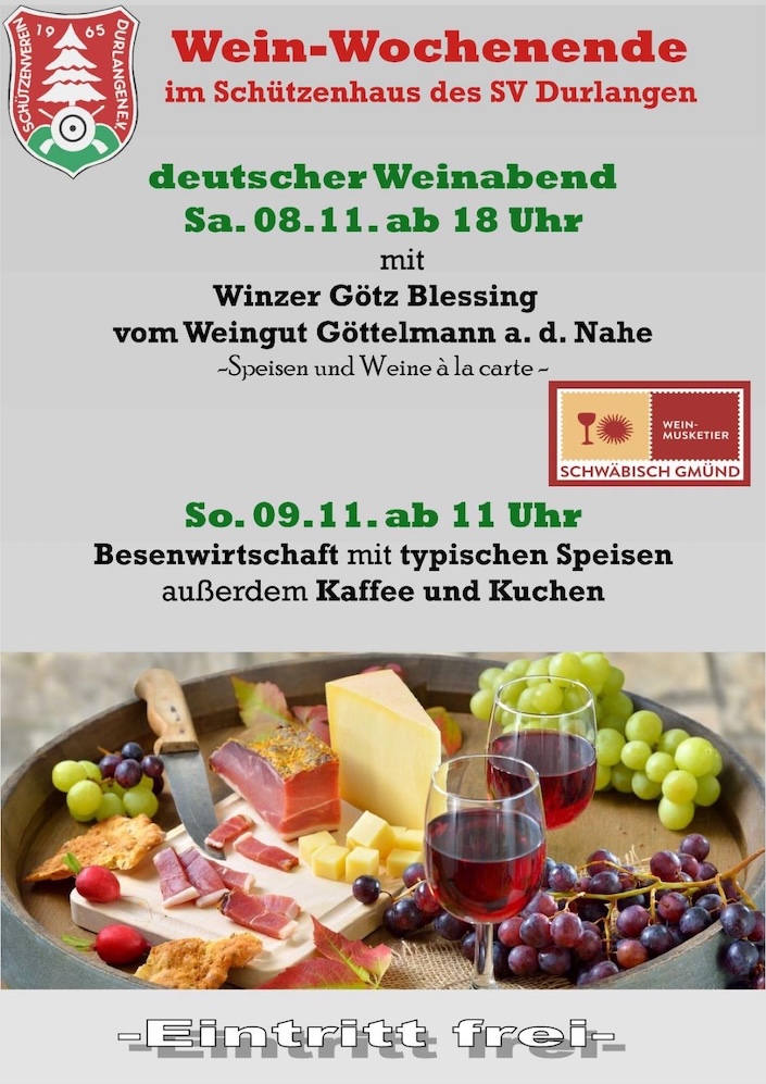 Deutscher Weinabend mit Wein-Musketier und Weingut Göttelmann in Schwäbisch Gmünd